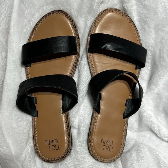 Time and Tru Shoes - Faux Leather Strappy Sandals